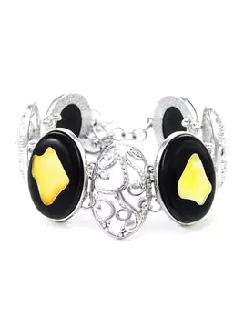 Великолепный браслет с натуральным балтийским янтарём «Пантера»