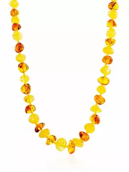 Янтарные бусы «Галька двухцветная крупная»