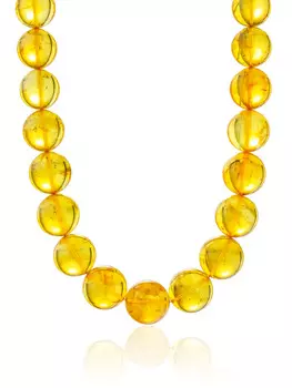 Янтарные бусы из натуральных формованных прозрачных шаров