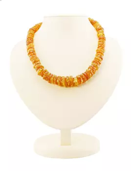 Янтарные бусы «Лечебные шайбы-кусанка чайного цвета»