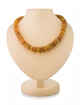 Янтарные бусы «Лечебные шайбы» нешлифованные пестрые