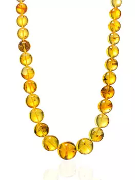 Янтарные бусы с насекомыми «Шар золотистый»