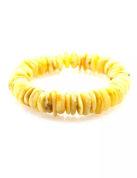 Янтарный браслет на резинке «Шайба средняя медовая»