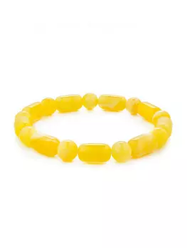 Янтарный браслет «Шары и бочки» из молочного балтийского янтаря
