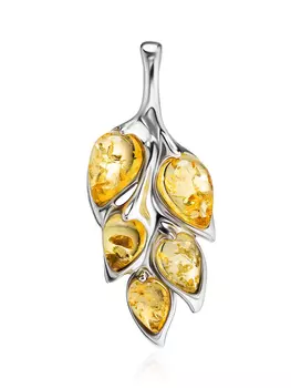 Яркая подвеска из натурального балтийского лимонного янтаря «Флора»