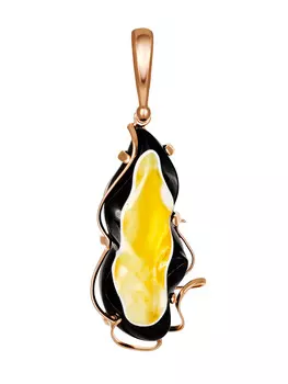 Яркая позолоченная подвеска с натуральным янтарём «Пантера»