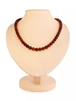 Яркие бусы из натурального цельного янтаря коньячного цвета «Шар»