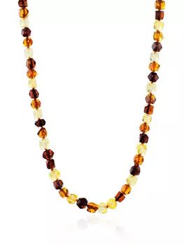 Яркие бусы из натурального янтаря разных оттенков «Кристалл мелкий»