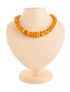 Яркие бусы из натурального янтаря «Шайбы лечебные тёмно-медовые»