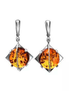 Яркие и необычные серьги из натурального янтаря «Сатурн»