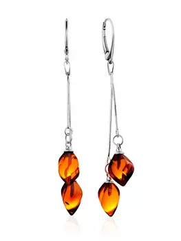 Яркие красивые серьги из натурального янтаря «Кристалл»