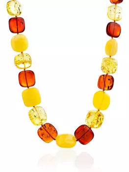 Яркие оригинальные бусы из натурального балтийского янтаря «Подушечка разноцветная»