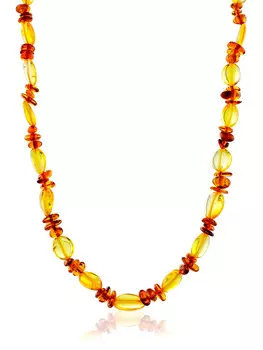 Яркие янтарные бусы «Оливка и галька»