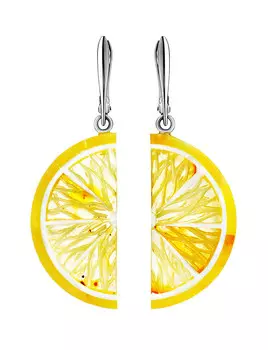 Яркие серьги «Апельсин» из натурального янтаря