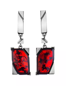 Яркие серьги «Генезис» из серебра и натурального формованного янтаря