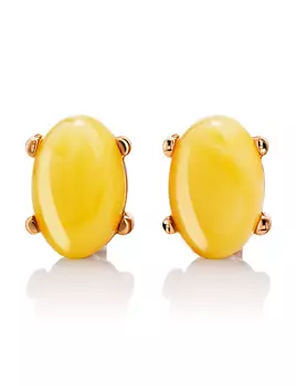 Яркие серьги-гвоздики с медовым янтарём «Ностальгия»