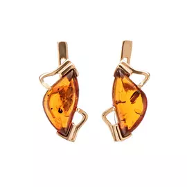 Яркие серьги из позолоченного серебра и янтаря «Веста»