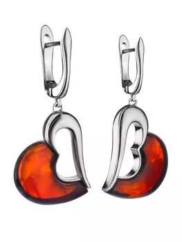 Яркие серьги из натурального вишнёвого янтаря «Санрайз»