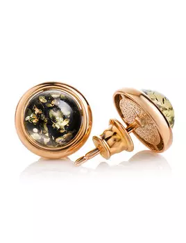 Яркие серьги с зелёным янтарём «Ягодка»