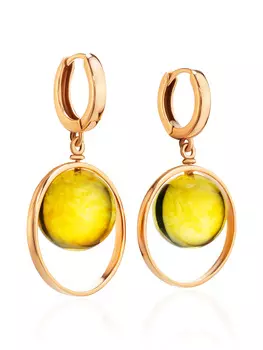 Яркие серьги «Юпитер» из лимонного янтаря