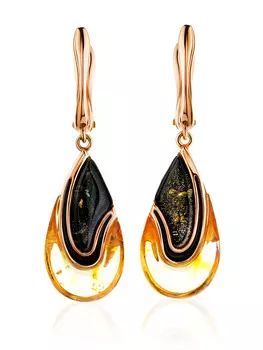 Яркие серьги «Санрайз» из янтаря двух цветов