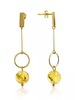 Яркие стильные серьги-гвоздики с янтарём Palazzo от ifamore™