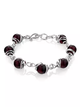 Яркий эффектный браслет «Валенсия» с натуральным вишнёвым янтарём