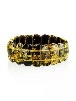 Яркий браслет из натурального янтаря зелёного цвета