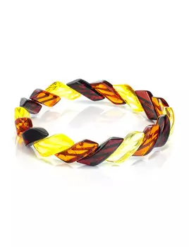 Яркий браслет из натурального янтаря «Змейка»