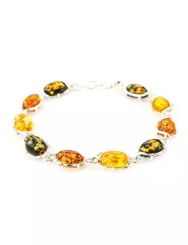 Яркий браслет «Вивальди» из серебра с натуральным балтийским янтарём
