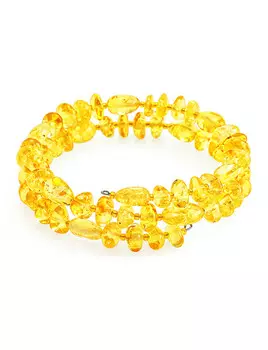 Яркий искрящийся браслет из натурального лимонного янтаря на струне