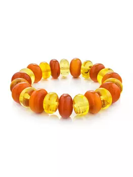 Яркий крупный браслет из натурального состаренного янтаря разных оттенков