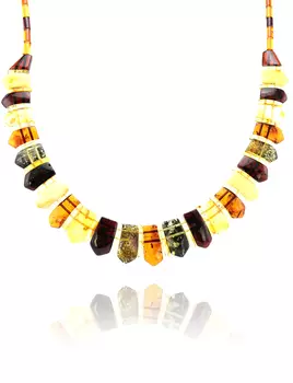 Яркое плоское колье из натурального балтийского янтаря «Клеопатра»
