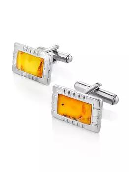 Запонки с натуральным янтарем