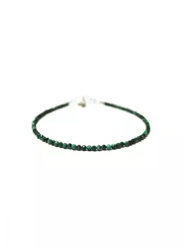 Базовый браслет из натурального малахита и серебра 925 пробы