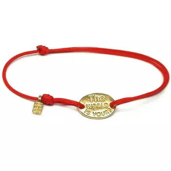 Браслет Цитата: Весь мир у твоих ног, золото 750