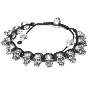 Браслет Династия с черепами, серебро 925