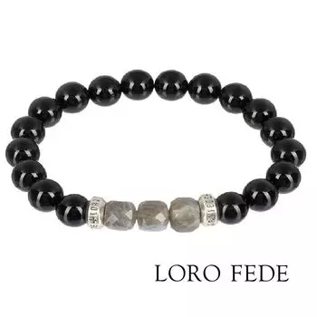 Браслет Достижения из агата, лабрадорита и серебра 925