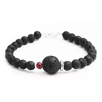 Браслет "Единение" из лавы с рубином