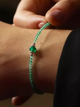 Браслет из хризопраза и серебра 925 пробы