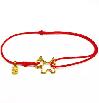 Браслет Контурная собачка, золото 750