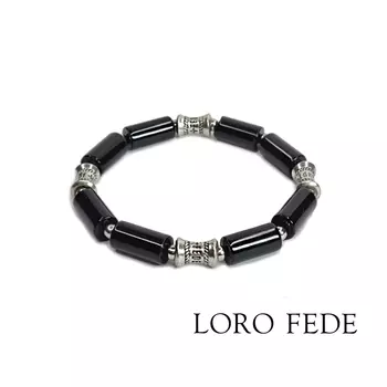 Браслет Лидер, черный агат и серебро 925