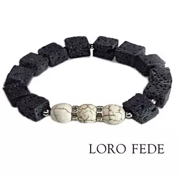 Браслет LORO FEDE Устойчивость из лавы, говлита и серебра 925