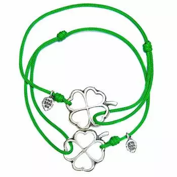 Браслеты парные Четырехлистный Клевер, серебро 925