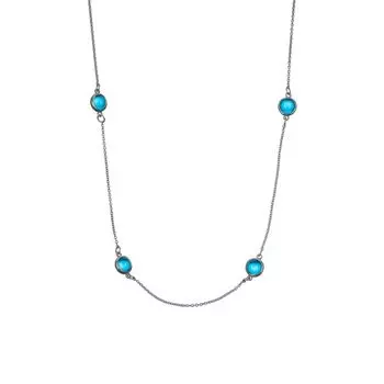 Чокер Алхимия 6 мм с голубыми шарами, серебро 925