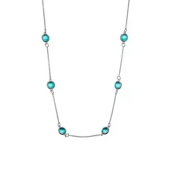 Чокер Алхимия 6 мм с шарами цвета параиба, серебро 925