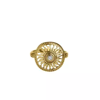 Кольцо Солнце с бриллиантом, золото 585