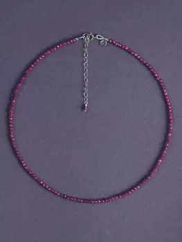 Колье-чокер из натурального рубина и серебра "Mono Ruby"