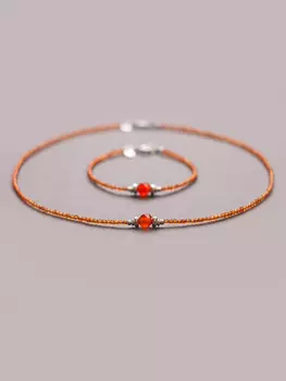 Колье из сердолика и серебра "Sunshine"