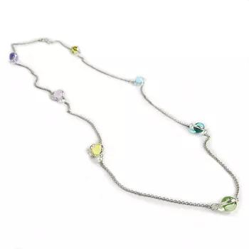Колье разноцветные шарики, серебро 925